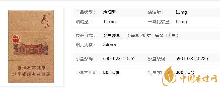 泰山1913香煙多少錢一盒？泰山1913各地價格表查詢2020