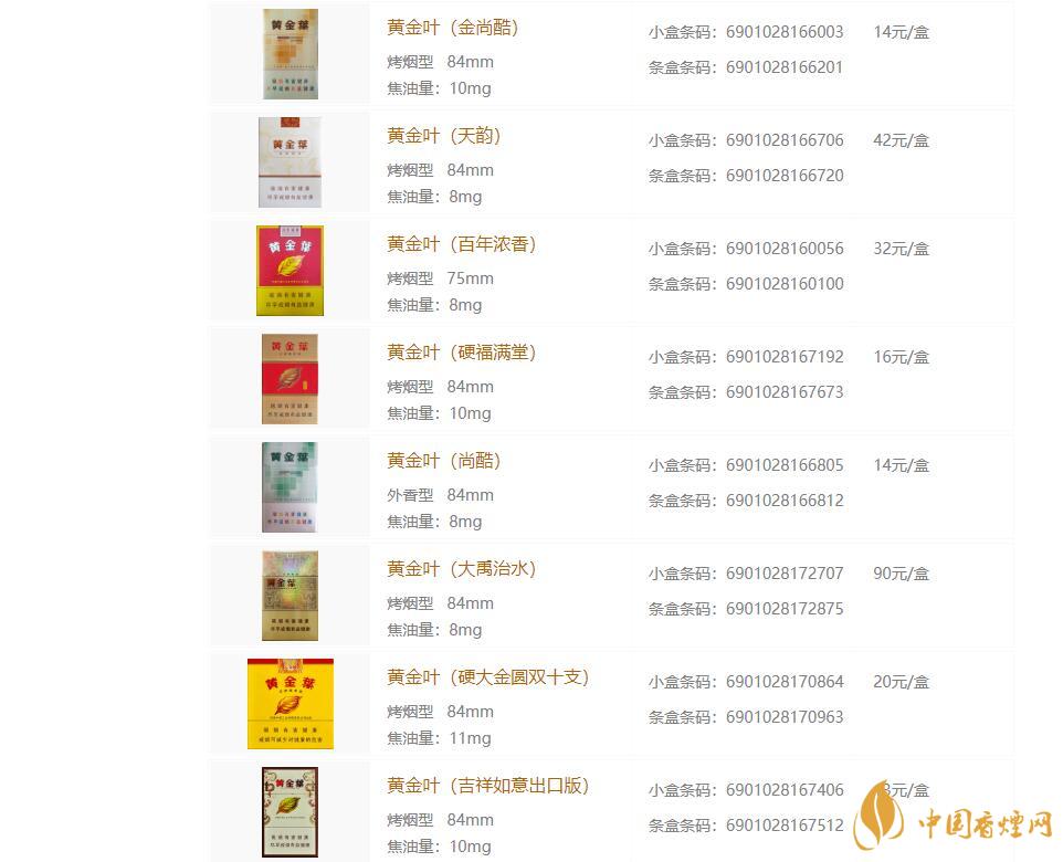 黃金葉香煙種類(lèi)大全 黃金葉香煙價(jià)格表和圖片一覽